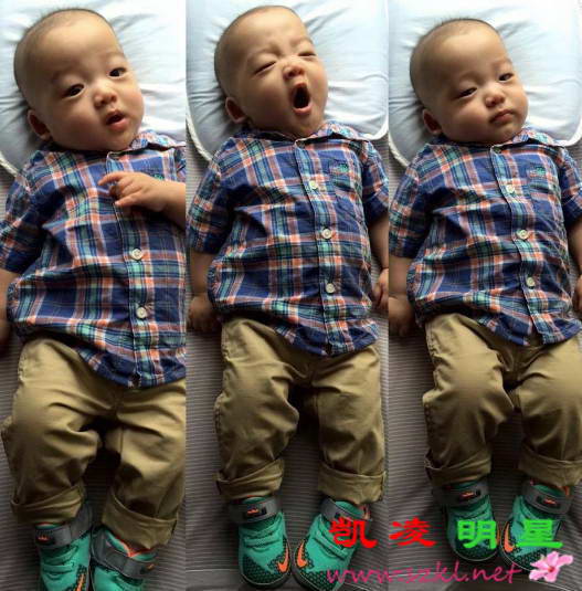 范玮琪四个月大儿子体形似九个月 被赞基因强大