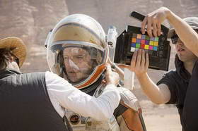 马特达蒙在火星救援片场