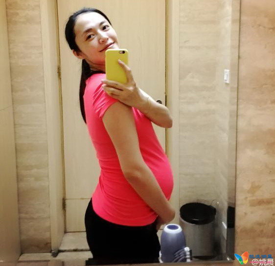 辣妈姚晨晒健身房自拍 怀孕8个月仍然曲线傲人